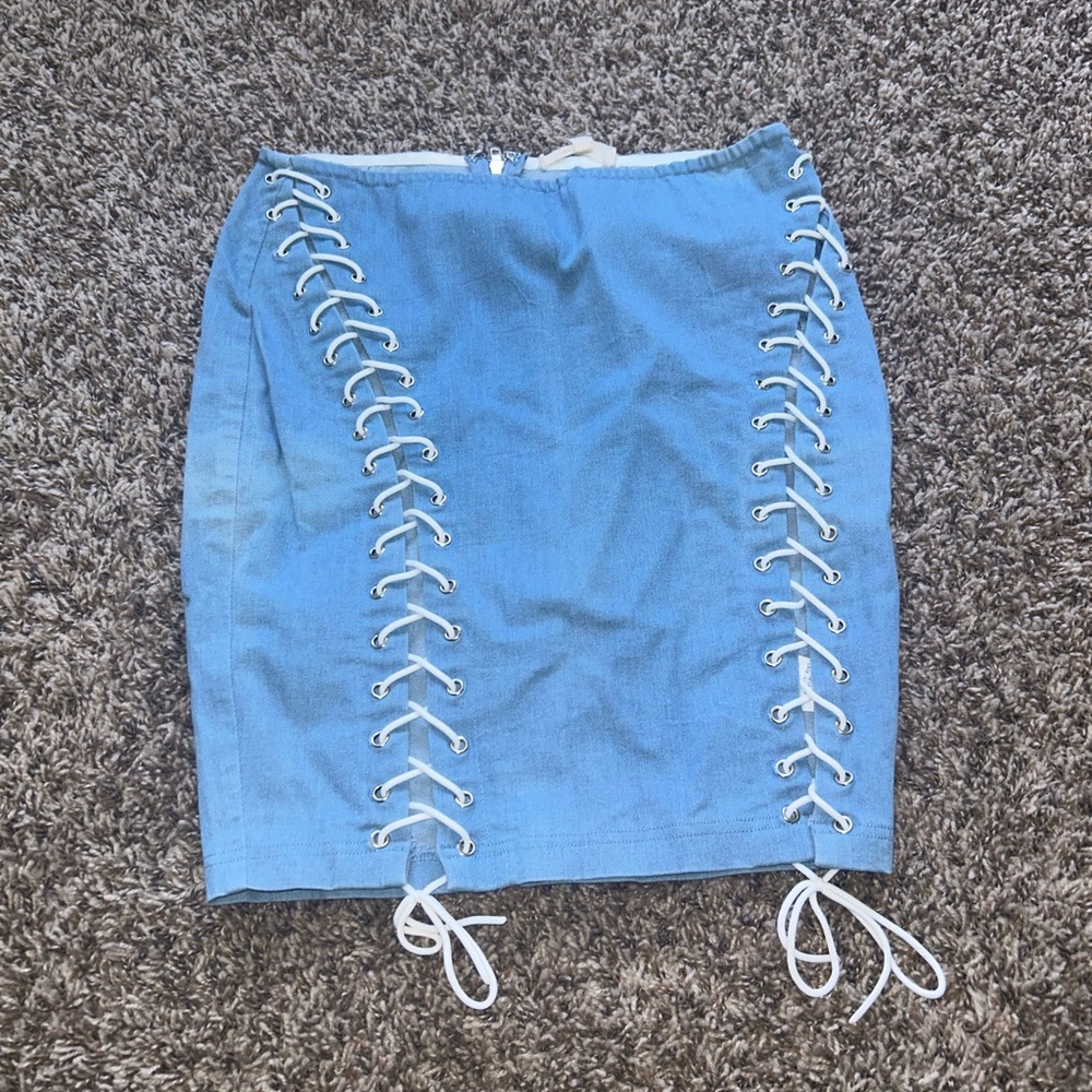 Blue Lace-Up Skirt